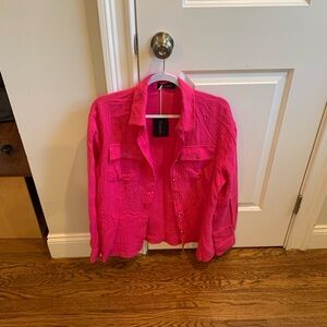 NWT Graciela pink button down shirt Sz M/Large. Pink! Look at Sz chart